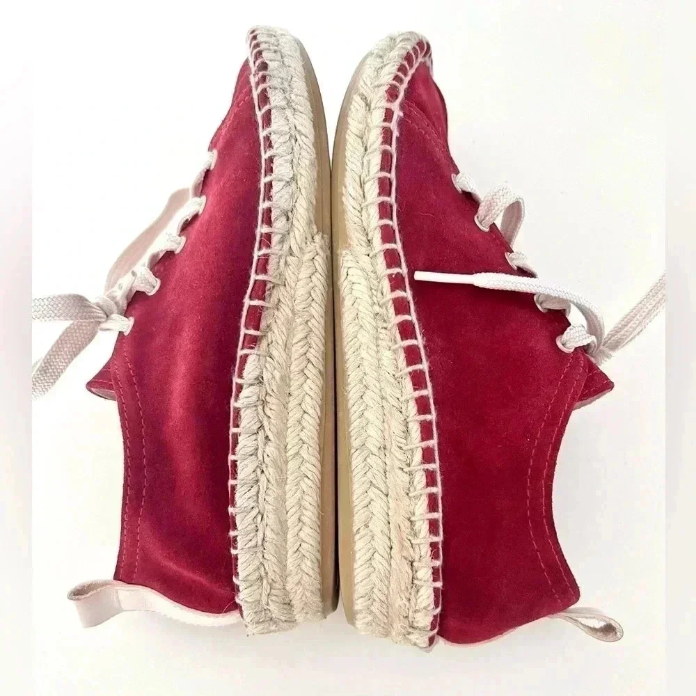 Maypol‎ Handmade in Spain Crimson Red Soft Suede Lace Up Espadrille Size 36